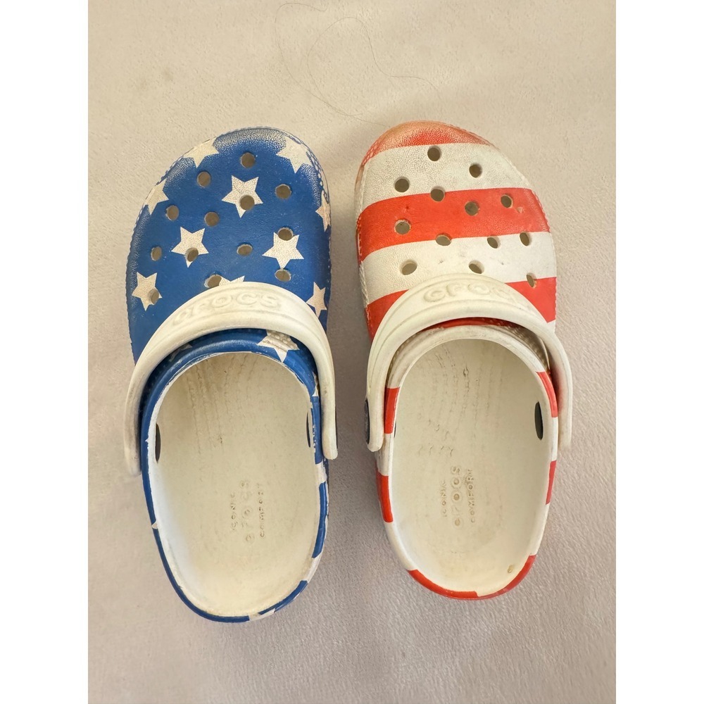 Crocs Kids Classic Clog Stars and‎ Stripes Patriotic Americana Red White Blue 10